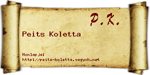 Peits Koletta névjegykártya
